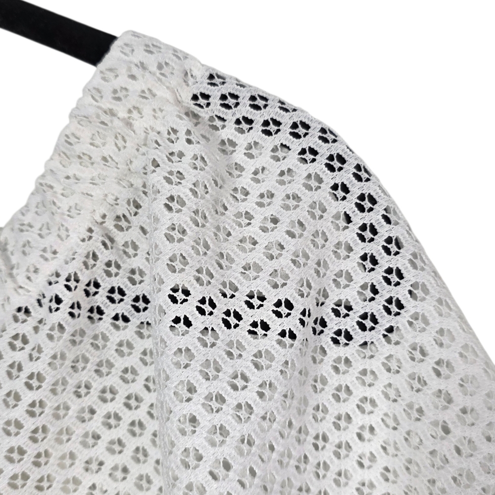 Maje Ecru Lace Blouse Size 1 Off White Eyelet Top Cropped Boho Romantic Parisian - Picture 3 of 9